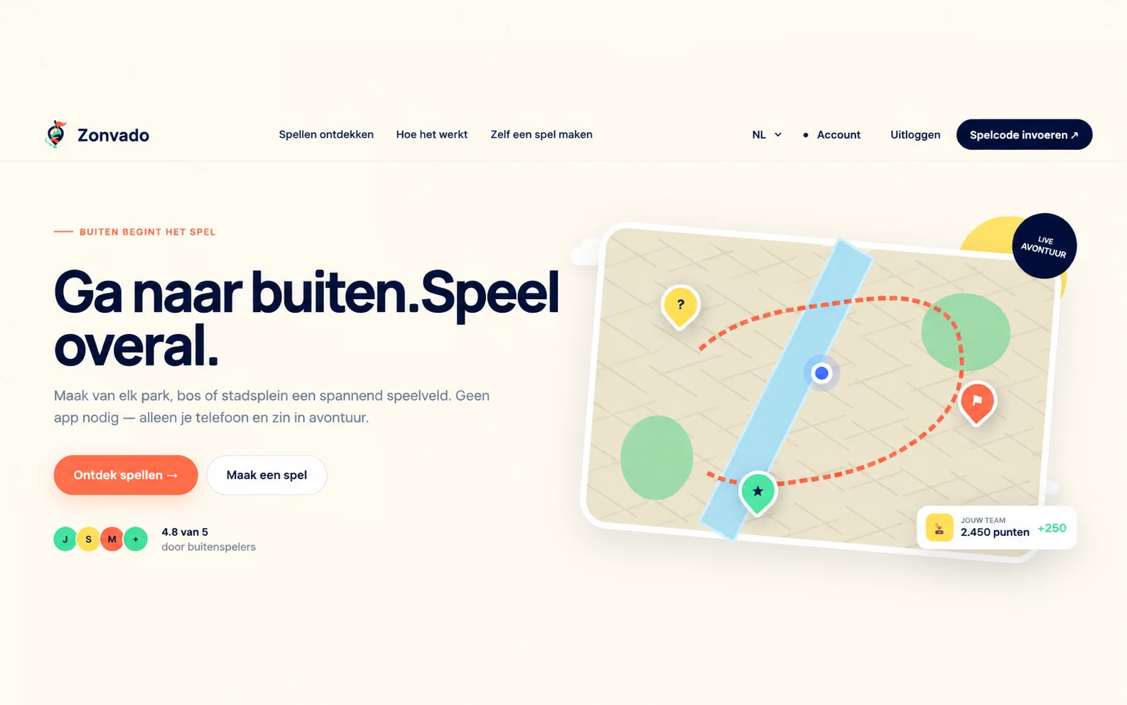 Zonvado platform voor locatiegebonden spellen